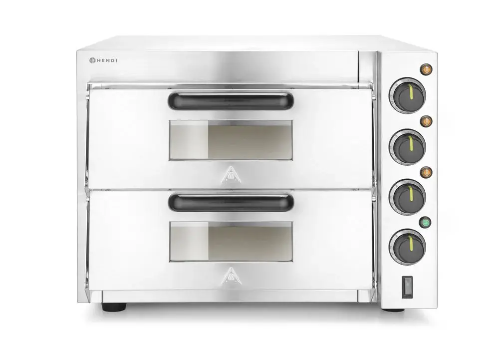 HENDI - Pizza oven - 2 kamers compact - Zilver - 230V 3000W Weekendaanbieding