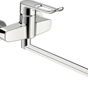 Korting Hansa Hansaclinica wandmkr, draaib.uitloop; spr. 377 mm,lange beugel hendel Chroom
