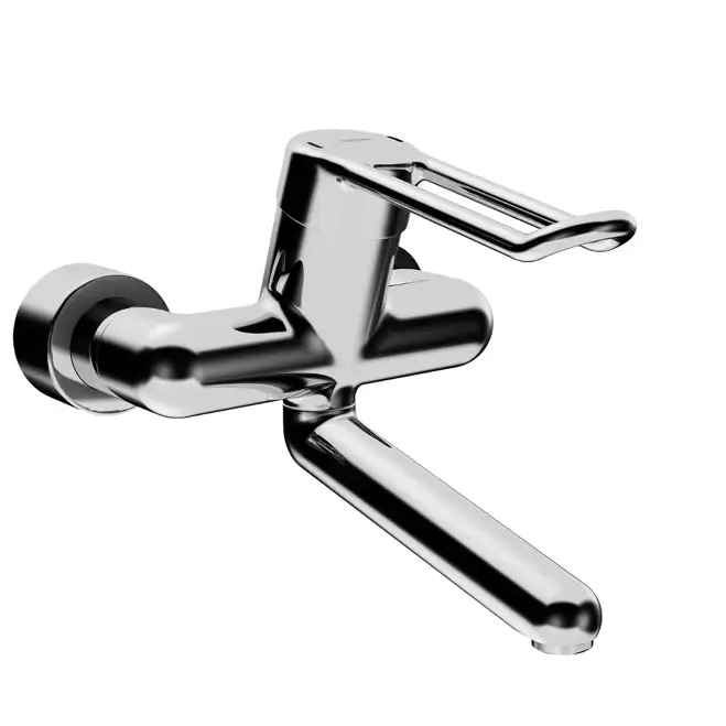 HANSAMEDIPRO wandmengkraan met draaibare/vaste uitloop 246mm, Ergonomische beugelgreep en afsluitbare koppelingen chroom Lage Prijs
