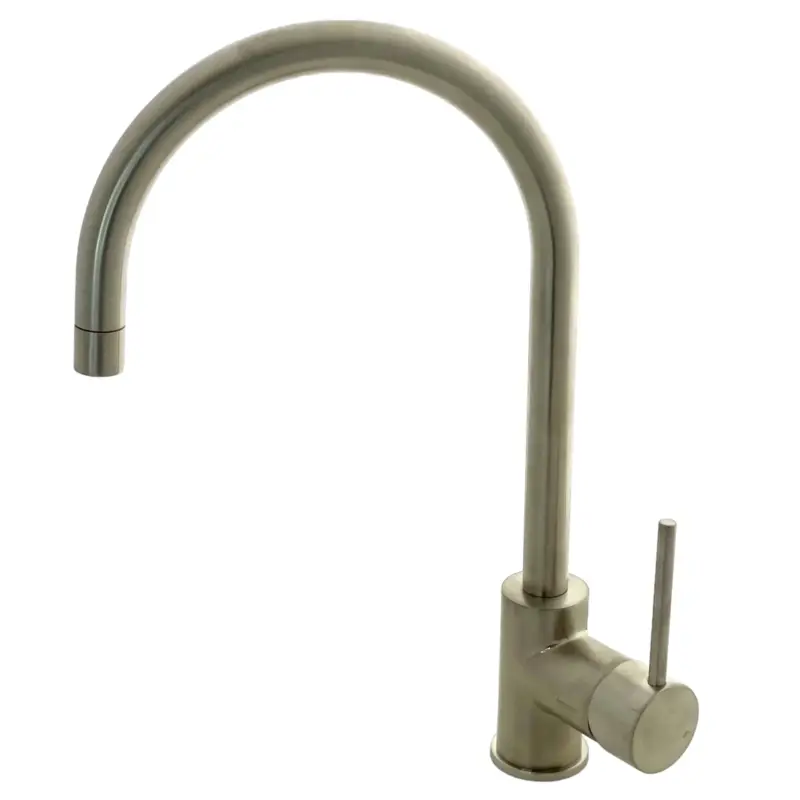 Beperkt Aanbod Emmevi Piper Keukenkraan 1-gats, 1-greeps met C-Uitloop Brushed Nickel