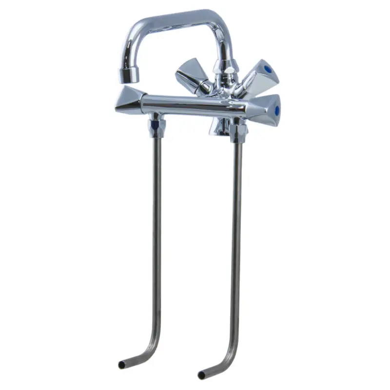 Barspoelbakmengkraan 2-baks met onderspoelpijpje voorsprong 200mm Chroom Dagaanbieding