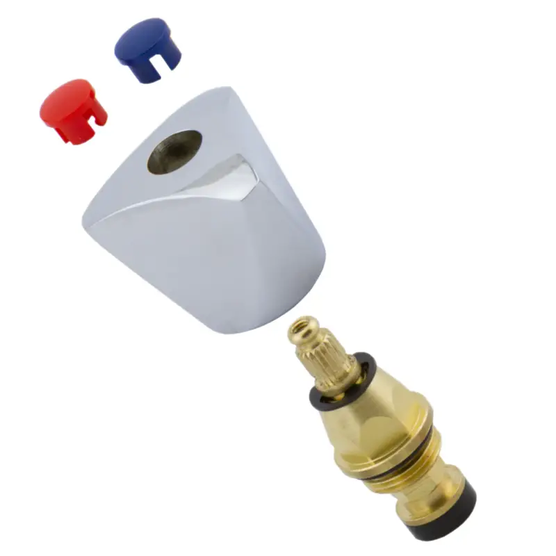 Laatste Kans KS binnenwerk met Metalen (messing) verchroomde knop tbv barkraan 3/8 bl / rd indicatie