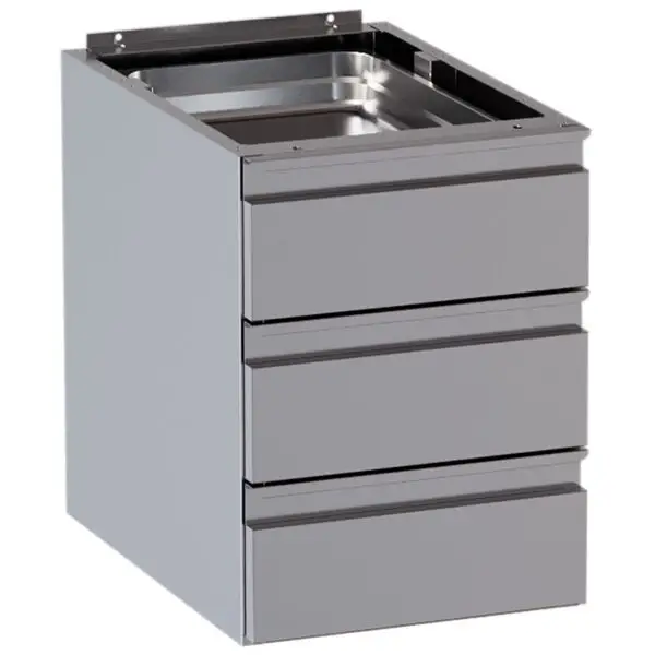 Diamond RVS blok met 3 laden CRB3-SA6 400x580x540 mm tafelblok met telescopische geleiders Uitverkoop