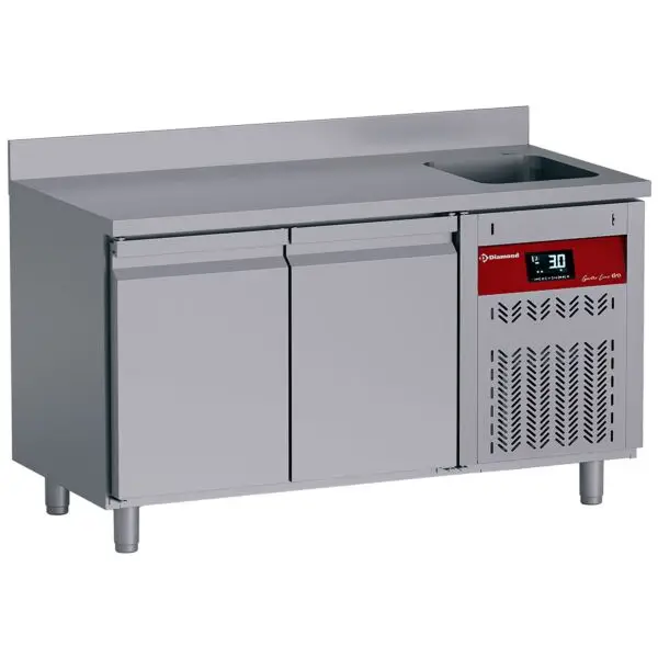 Diamond Geventileerde Koeltafel DT131/P9H-DV 1460x700x850/900mm met spoelbak 260L Finale Uitverkoop