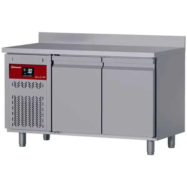 Beperkt Aanbod Diamond geventileerde koeltafel DT131/P9H-GD 1380x700x850/900 mm 260L met 2 deuren GN 1/1 en linker koelgroep
