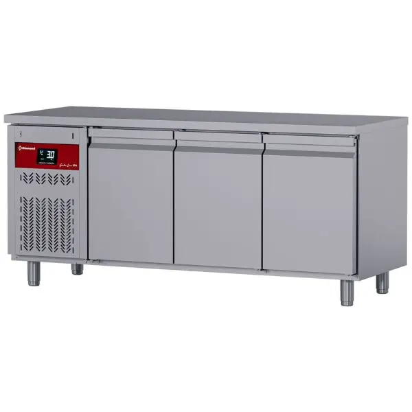 Merkproduct Diamond Geventileerde Koeltafel 3-deurs GN 1/1 405L koelgroep links RVS AISI 304
