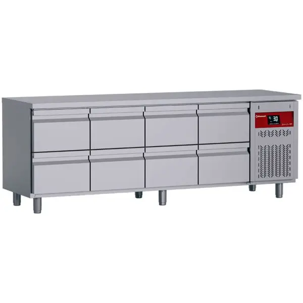 Diamond gekoelde 4-deurs koel- en vrieswerkbank DT224/P9H 224 cm GN-norm horeca Koop Vandaag