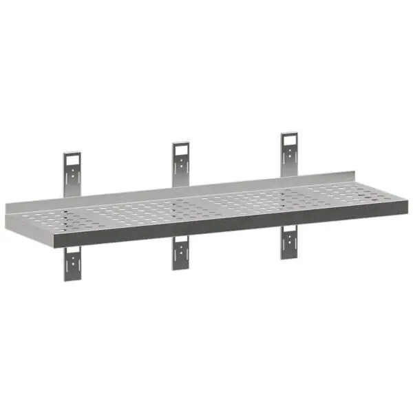 Finale Uitverkoop Diamond geperforeerd roestvrijstalen wandrek 1600x300x40 mm met 3 steunen en 3 wandrails