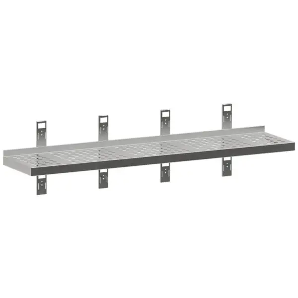 Actieprijs Diamond Geperforeerd Wandrek 2000x300x40 mm AISI 430 RVS met 4 verstelbare steunen en 4 wandrails