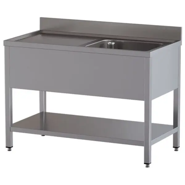Diamond spoeltafel L1211/6D-SS2 RVS AISI 304 1200x600x850/880mm met 1 kuip en afdruipblad links Merkproduct