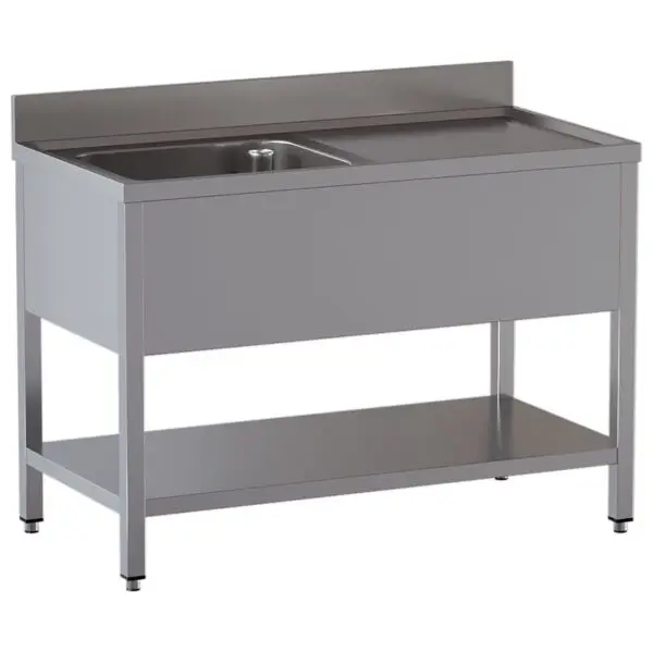Exclusieve Aanbieding Diamond spoeltafel met 1 kuip en rechts afdruipblad RVS AISI 304 1400x700x850/880 mm