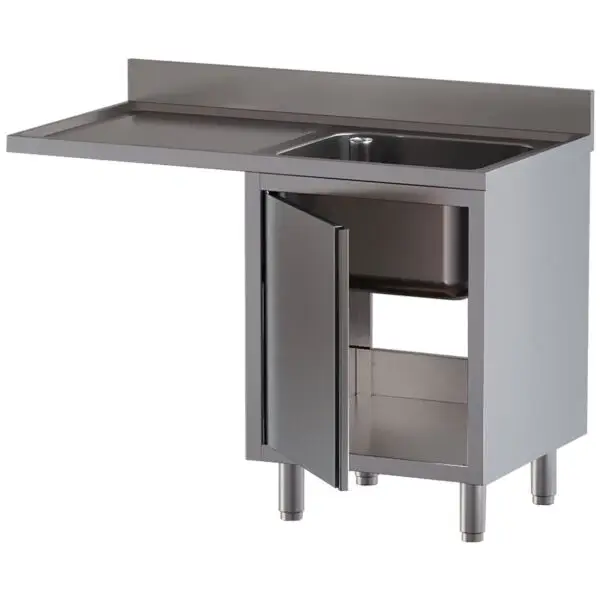 Dagaanbieding Diamond spoeltafel op kast L1411/VAD-SS3 1400x700x850/880 mm RVS AISI 304 spoelbak met vaatwasseropening