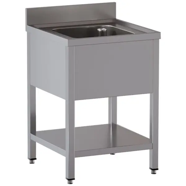Voordeelprijs Diamond spoeltafel RVS AISI 304 met 1 kuip 400x400x300 mm en onderlegplank