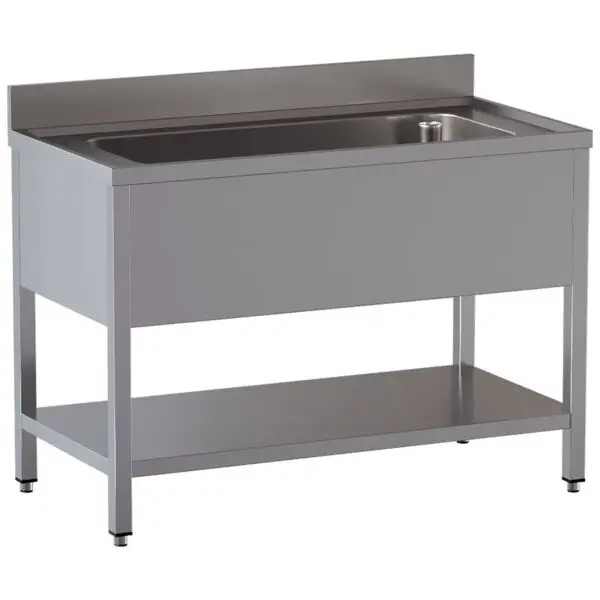 Diamond spoeltafel RVS AISI 304 950x500x350 mm met onderlegplank en verstelbare poten Meest Verkocht