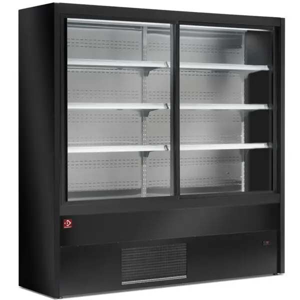Hoge Kwaliteit Diamond gekoeld wandmeubel PD15/B5-R2-2EME 1500x570x2000 mm zwart geventileerd met glazen schuifdeuren +3°+6°
