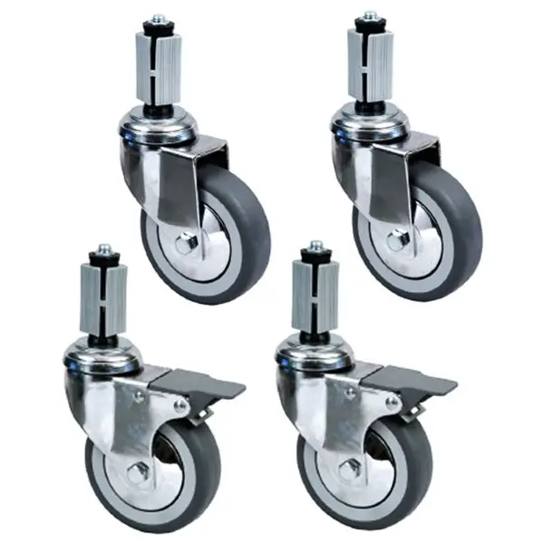 Speciale Aanbieding Diamond verchroomde tafelwaaiers set 4 stuks Ø 100 mm, 2 met rem