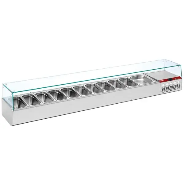 Tijdelijk Beschikbaar Diamond gekoelde structuur GN 11x1/3 en 1x1/9 rechte ruit 2560x384x387/401 mm