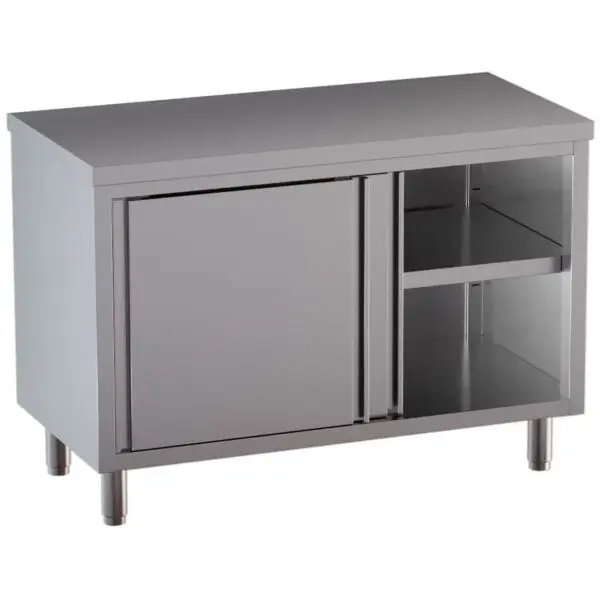 Rechtstreeks Van De Fabrikant Diamond neutrale werktafelkast TA106-SA1 met schuifdeuren 1000x600x850/880 mm RVS AISI 304/430