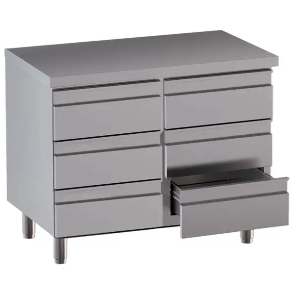 Diamond werktafelkast TACS107-SA7 met 6 GN-laden, RVS AISI 430, 1000x700x850/880 mm Populair