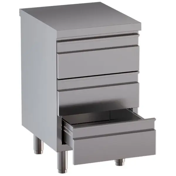 Diamond werktafelkast met 3 GN-laden 600x700x850/880 mm RVS AISI 430 Hoge Kwaliteit