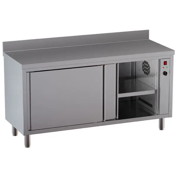 Weekendaanbieding Diamond warmtafelkast TE166D-SA5 1600x600x850/880 mm RVS AISI 430 met 2 schuifdeuren en elektrische verwarming 2,5 kW