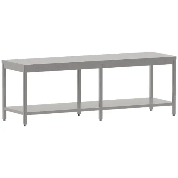 Rechtstreeks Van De Fabrikant Diamond Werktafel met onderblad TL2271-ST3 2200x700x850/880 mm RVS AISI 304/430 horeca