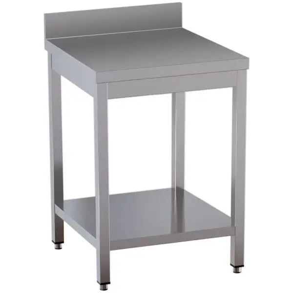 Tijdelijk Beschikbaar Diamond Werktafel TL861D-ST2 800x600x850/880(+100) mm RVS AISI 304 met onderblad en achterrand horeca
