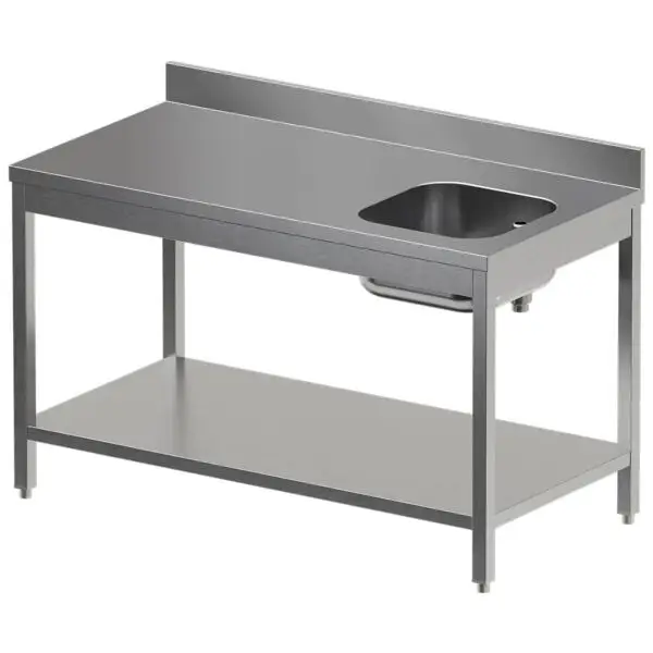 Gereduceerde Prijs Diamond Chef-tafel DITV1871DD-ST8 met spoelbak rechts 1800x700x850/880 mm rvs AISI 304/430