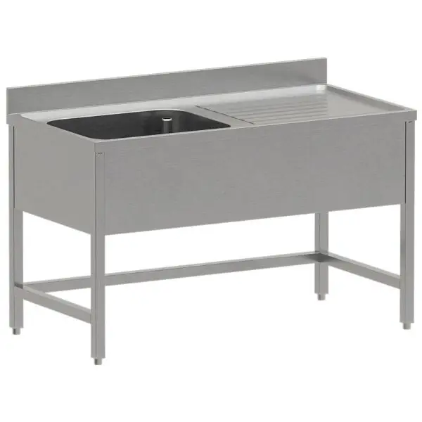 Voordeelprijs Diamond RVS spoeltafel ECO 1200x700x850/880 mm met 1 kuip 500x500x300 mm en afdruipblad rechts