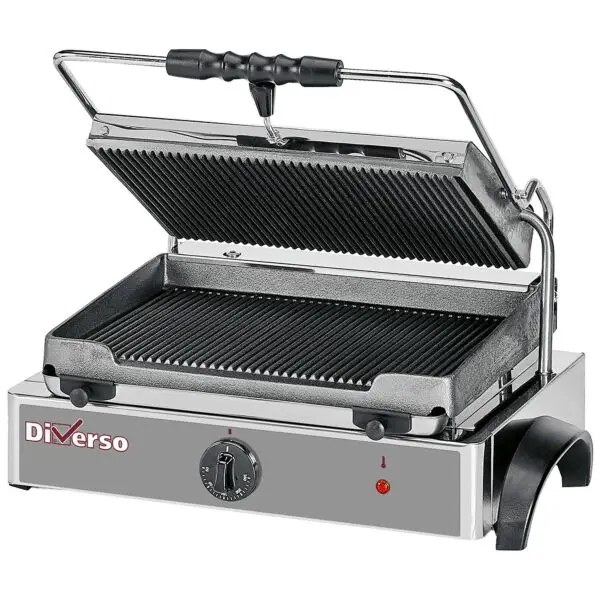 Diamond elektrische panini grill Medium 435x430x240 mm 3 kW geribde platen Exclusieve Aanbieding