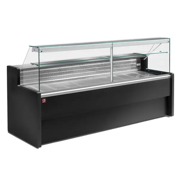Superprijs Diamond gekoelde vitrinetoonbank Expo 500 2000x800x1220 mm zwart met rechte ruit 90° en reserve