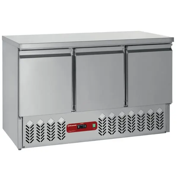 Diamond koeltafel 3 deuren GN 1/1 1365x700x857/890 mm 380 liter + 1x kit ladeblok 1/2+1/2 h100 koelwerkbank 230V Express Levering