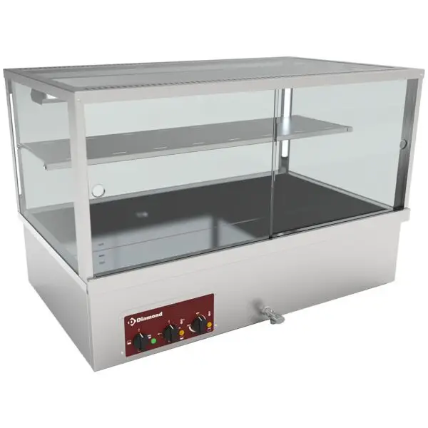 Diamond Warmvitrine bain-marie 3x GN 1/1 1030x650x675 mm RVS panoramisch Laatste Versie