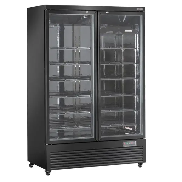 Diamond verticale koelkastvitrine VP99 2-deurs 1085L zwart +1°C tot +10°C Merkproduct