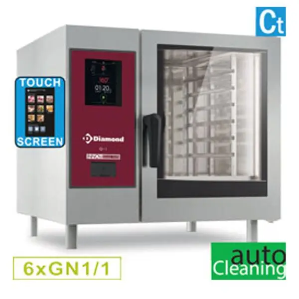 Seizoensaanbieding Diamond Gasoven TOUCH directe stoom en convectie 6x GN 1/1 867x850x808 mm 10,3 kW