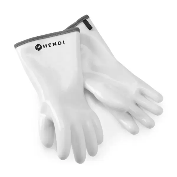 Flitsaanbieding Hendi ovenhandschoenen siliconencoating polyester wit 330mm 2 stuks