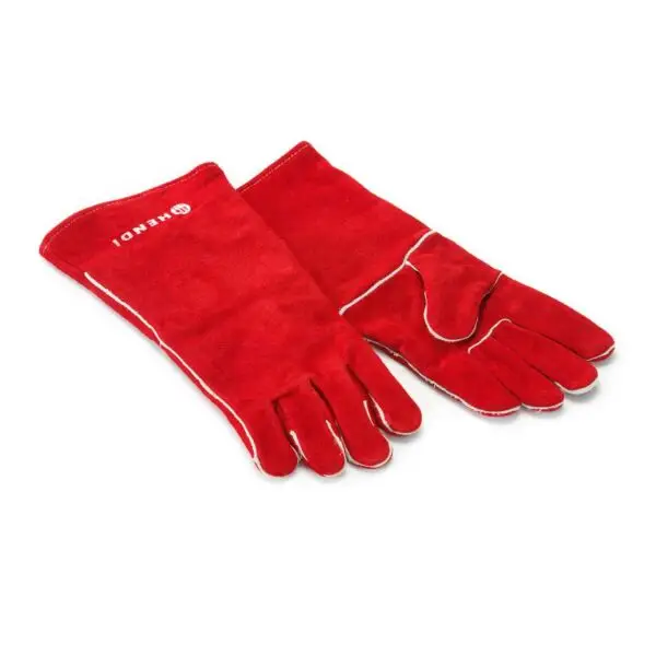Hendi hittebestendige ovenhandschoenen leer rood 405 mm bescherming onderarm Gecertificeerd