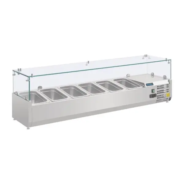 Express Levering Gastronoble koelvitrine Polar G-Serie GN 1/4 1400 mm zilver voor saladette