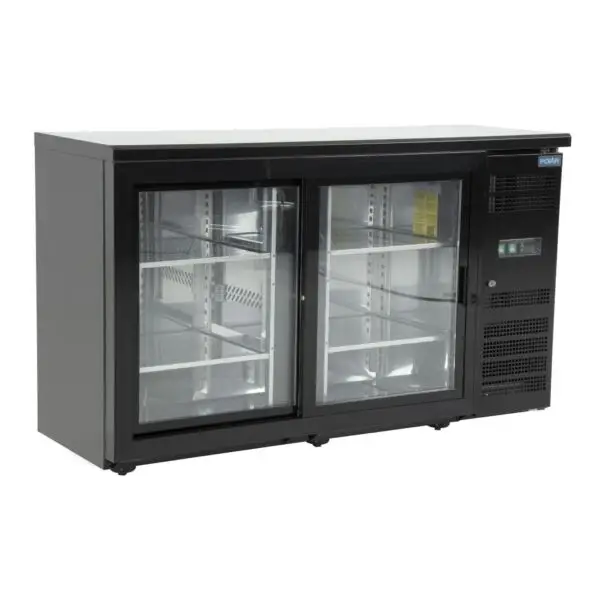 Voordeelprijs Gastronoble Polar U-Serie Bardisplay 350L 2 schuifdeuren Staal en glas Zwart 860x1462x513mm