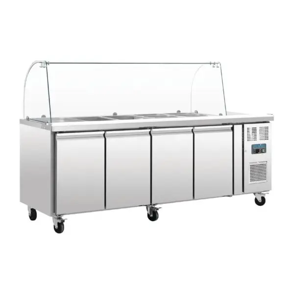 Gastronoble Polar U-Serie Vierdeurs Gekoelde Saladecounter 4x GN 1/1 RVS 223x70x136 cm Nu Kopen