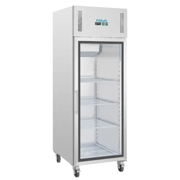 Gastronoble Polar G-Serie 1-Deurs Display Koeling 600L RVS Glazen Deur GN 2/1 Snelle Levering