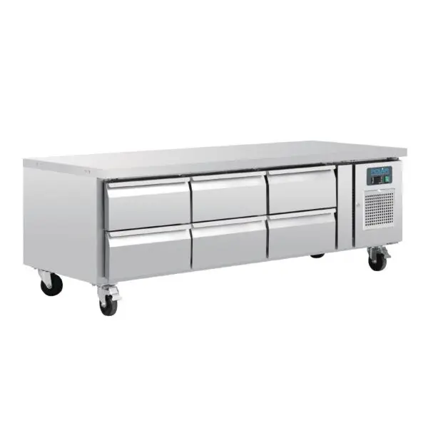 Direct Verzonden Gastronoble koelwerkbank Polar GN laag model 6 laden RVS 179,5x70x63cm