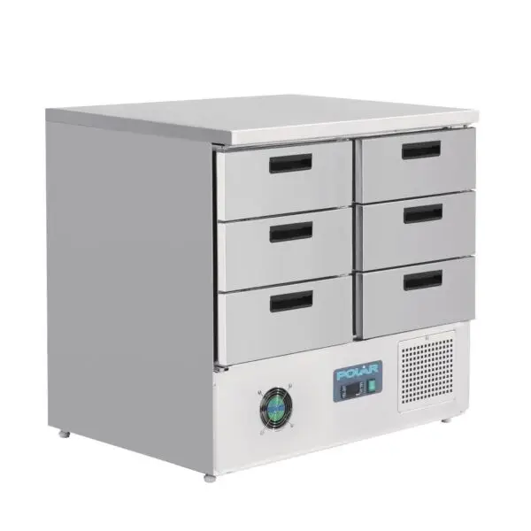 Veilige Betaling Gastronoble koelwerkbank Polar G-Serie GAFA440 6 lades 240L RVS werkblad GN 1/1