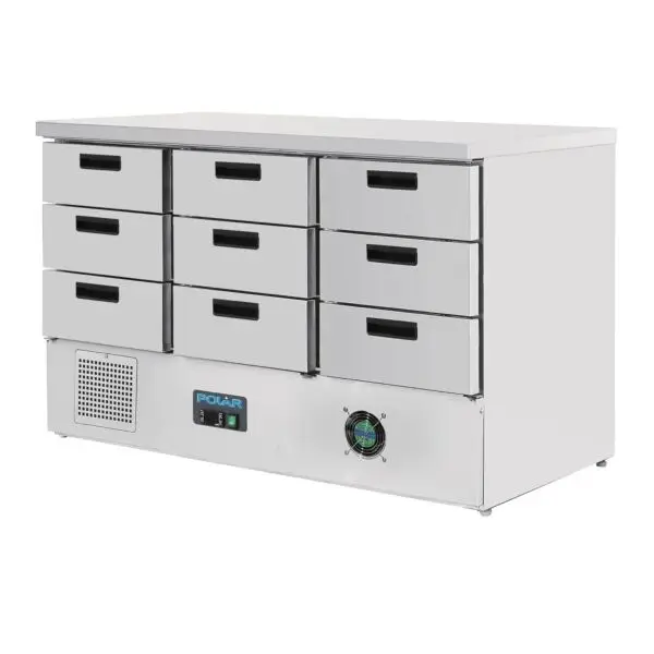 Gastronoble Polar G-Serie koelwerkbank 368L RVS werkblad 9 lades GN 1/1 Aanbieding