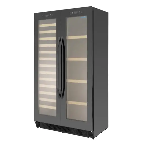 Polar G-Series dubbele deur bier- en wijnkoelkast 365L zwart staal 162,7x89x55cm Populair