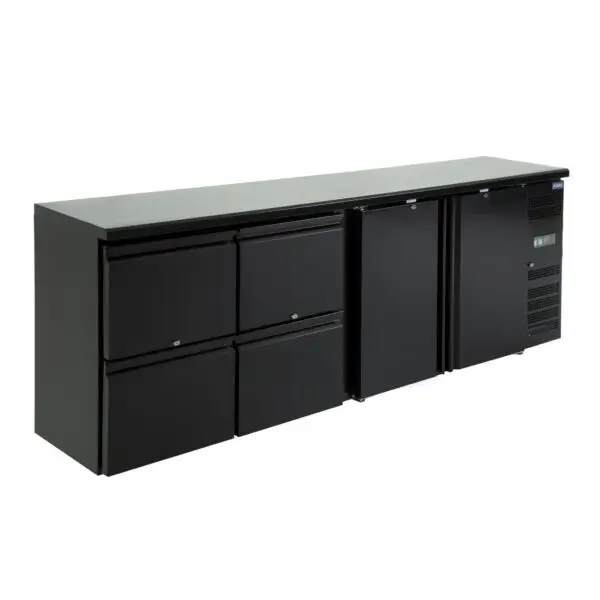Gastronoble Polar U-Serie Dubbele Deur Back Bar Koelkast 478L Zwart Staal R600a 440W 230V Bestseller