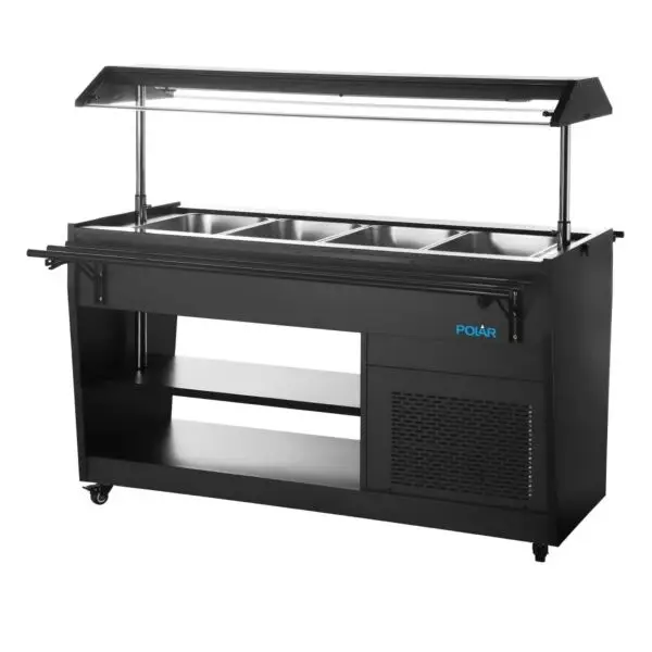 Uitverkoop Gastronoble gekoelde buffetbar Polar G-Serie 4x 1/1GN staal glas zwart 135,6x105,8x74 cm