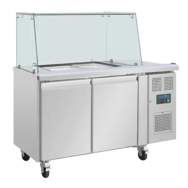Gecertificeerd Gastronoble Saladette U-Serie 2-deurs 205L RVS 136x70x136cm R600a digitale regeling