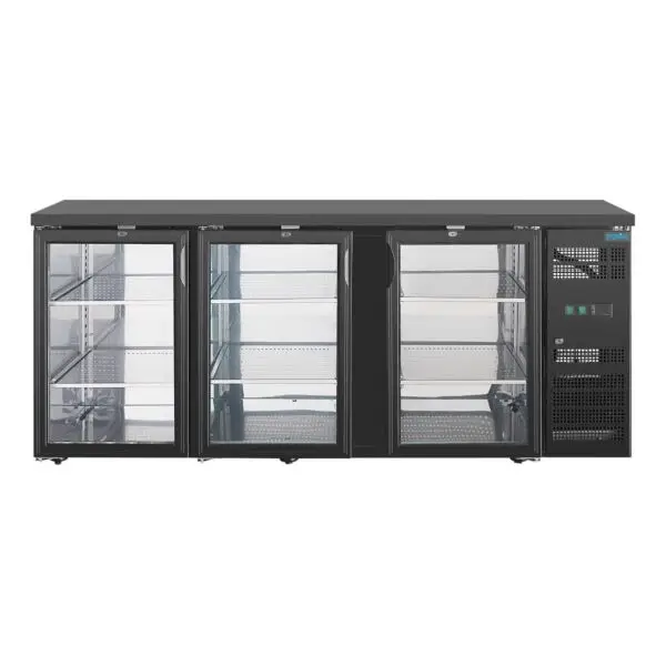 Gastronoble Polar U-Serie 3-deurs barkoeling 355L zwart staal 86x200x54 cm Direct Verzonden
