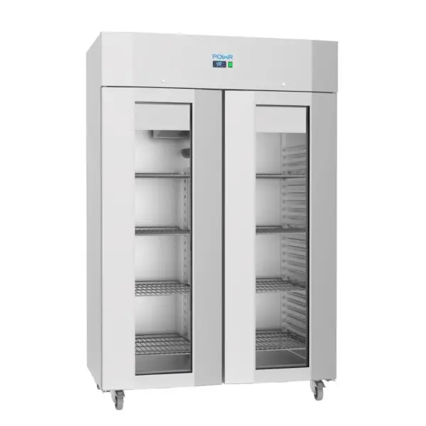 Weekendaanbieding Gastronoble Polar U-Serie dubbele deur displaykoelkast 1400L roestvrij staal 215x140x81cm
